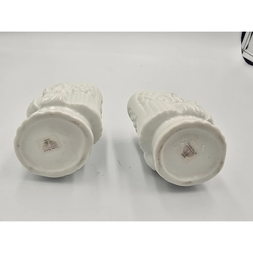 Vintage Neiman Marcus White Porcelain Praying Angel Vases Candle Holders Pair